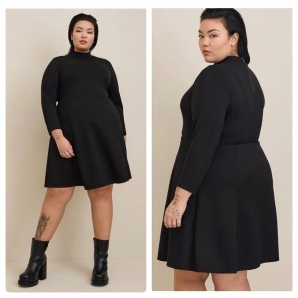 NWT Torrid Black Mini Studio Cupro Mock Neck Dress 2 2X 18 20 FF12